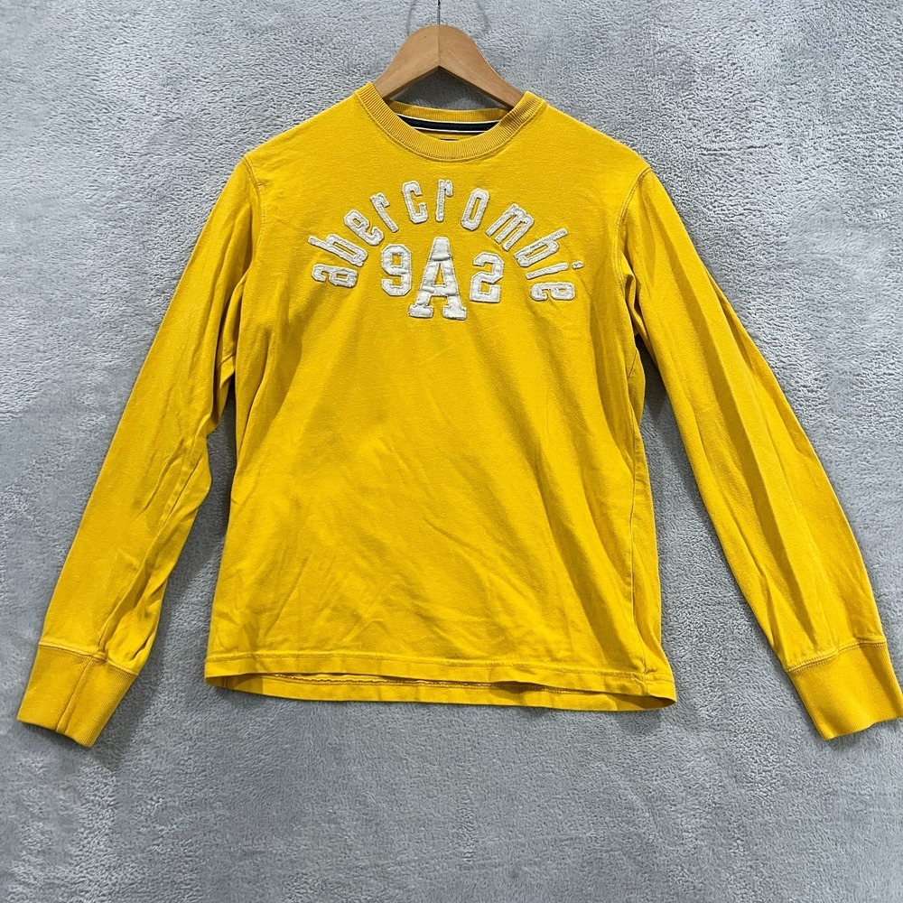 Abercrombie Kids Long Sleeve Sweatshirt Boy L Yellow Logo Applique Vintage Y2K